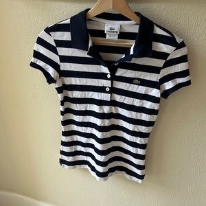 Lacoste Navy and White Polo